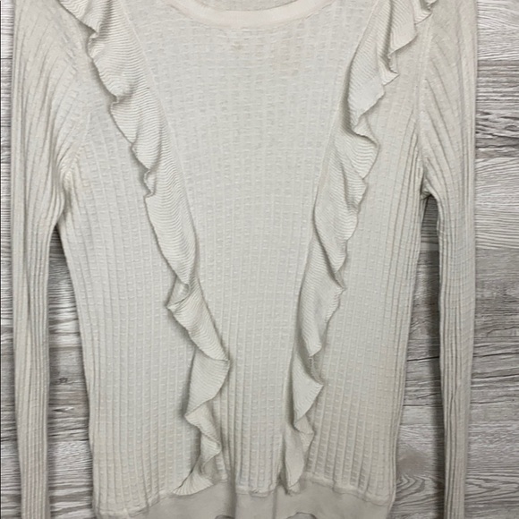 Ann Taylor Silk Ruffle Front Long Sleeve Blouse - Picture 4 of 8